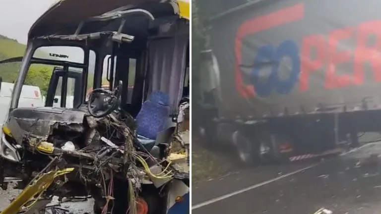 VÍDEO | Acidente com ônibus interdita a BR-101 por mais de 2h em Rio Novo do Sul