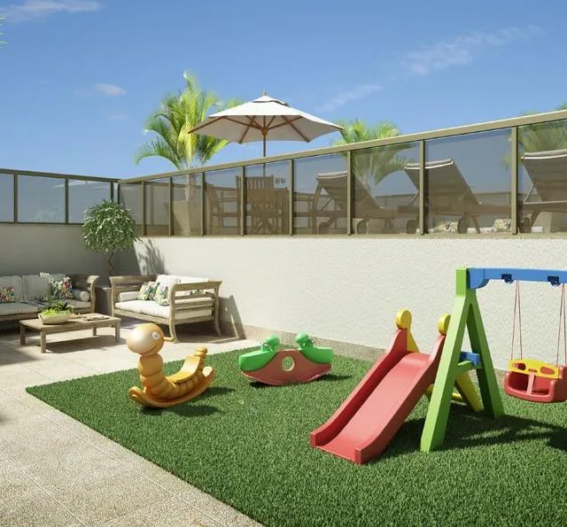 Prédios com playground para divertir as crianças durante as férias