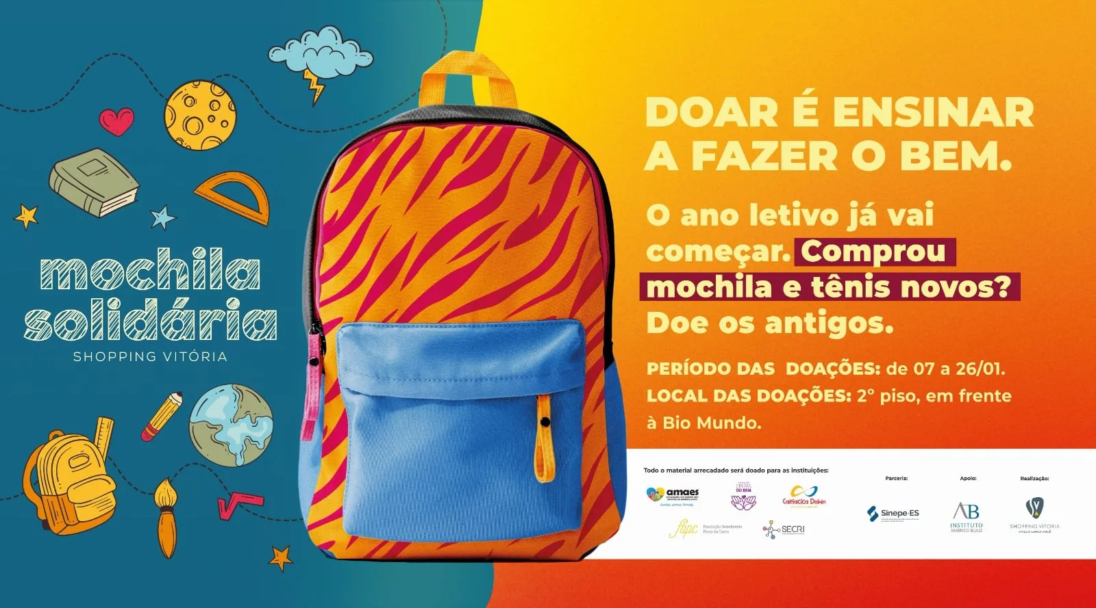 Shopping Vitória promove a 2ª edição da campanha  “Mochila Solidária”