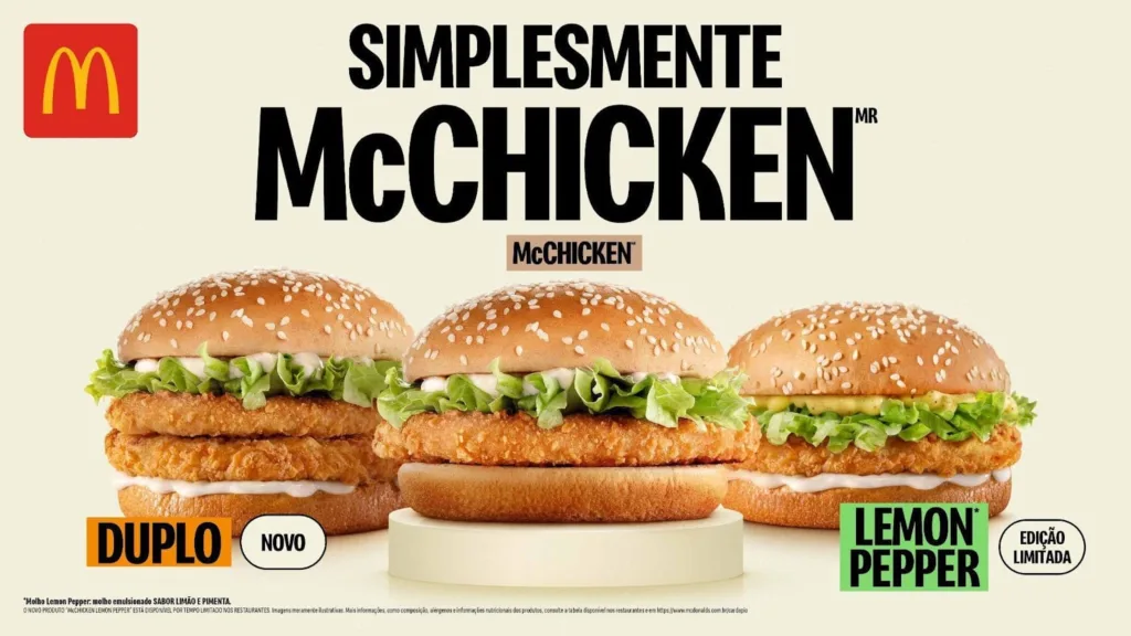 McChicken Duplo e Lemon Pepper são os novos membros da família McChicken