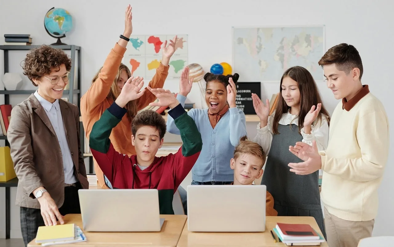 Celebração escolar no fim de ano