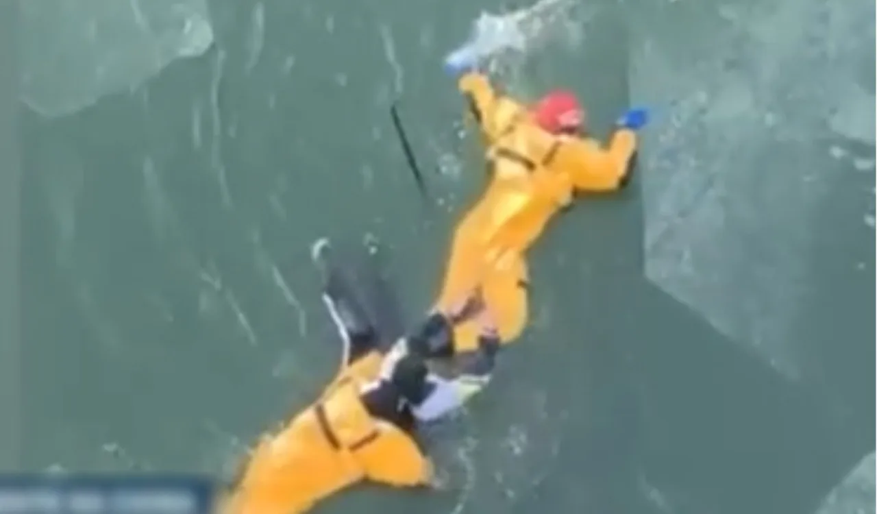 Jovem é resgatada de lago congelado na China; veja o vídeo!