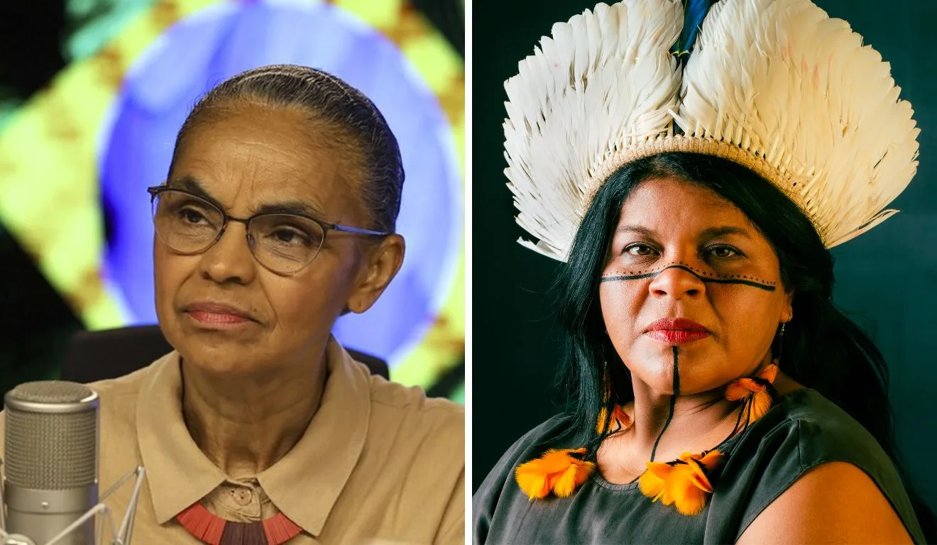 As ministras do governo Lula, Marina Silva e Sônia Guajajara.