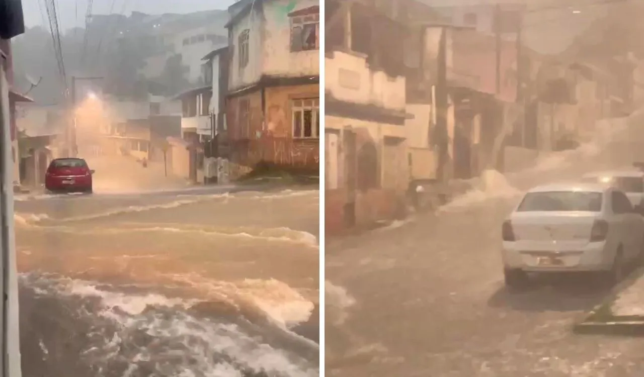 VÍDEO | Ruas viram rio com correnteza em Jardim América