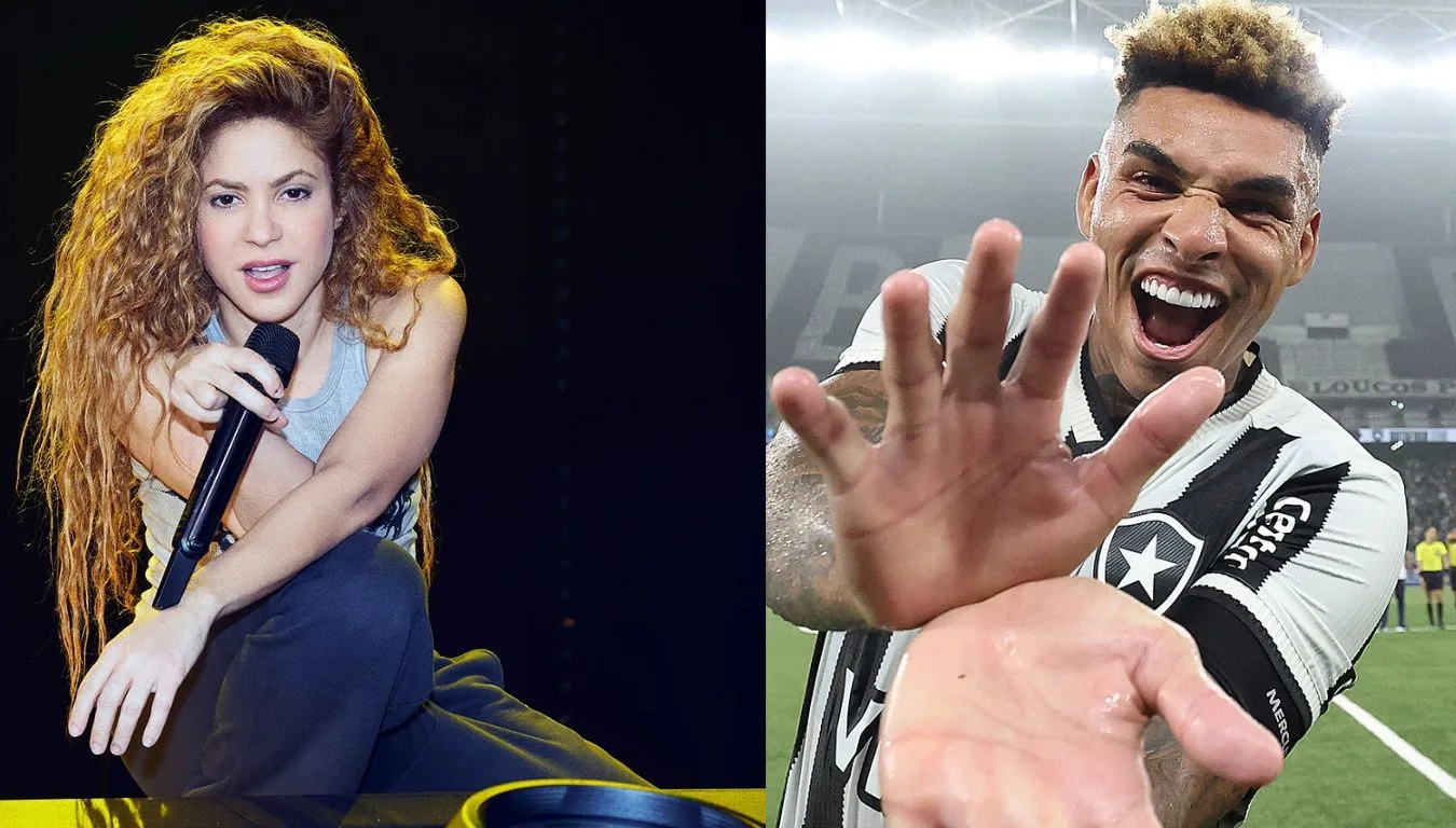 Montagem com fotos de Shakira e Igor Jesus