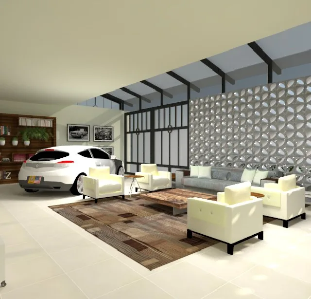 Garagem Lounge inspirada em paisagista