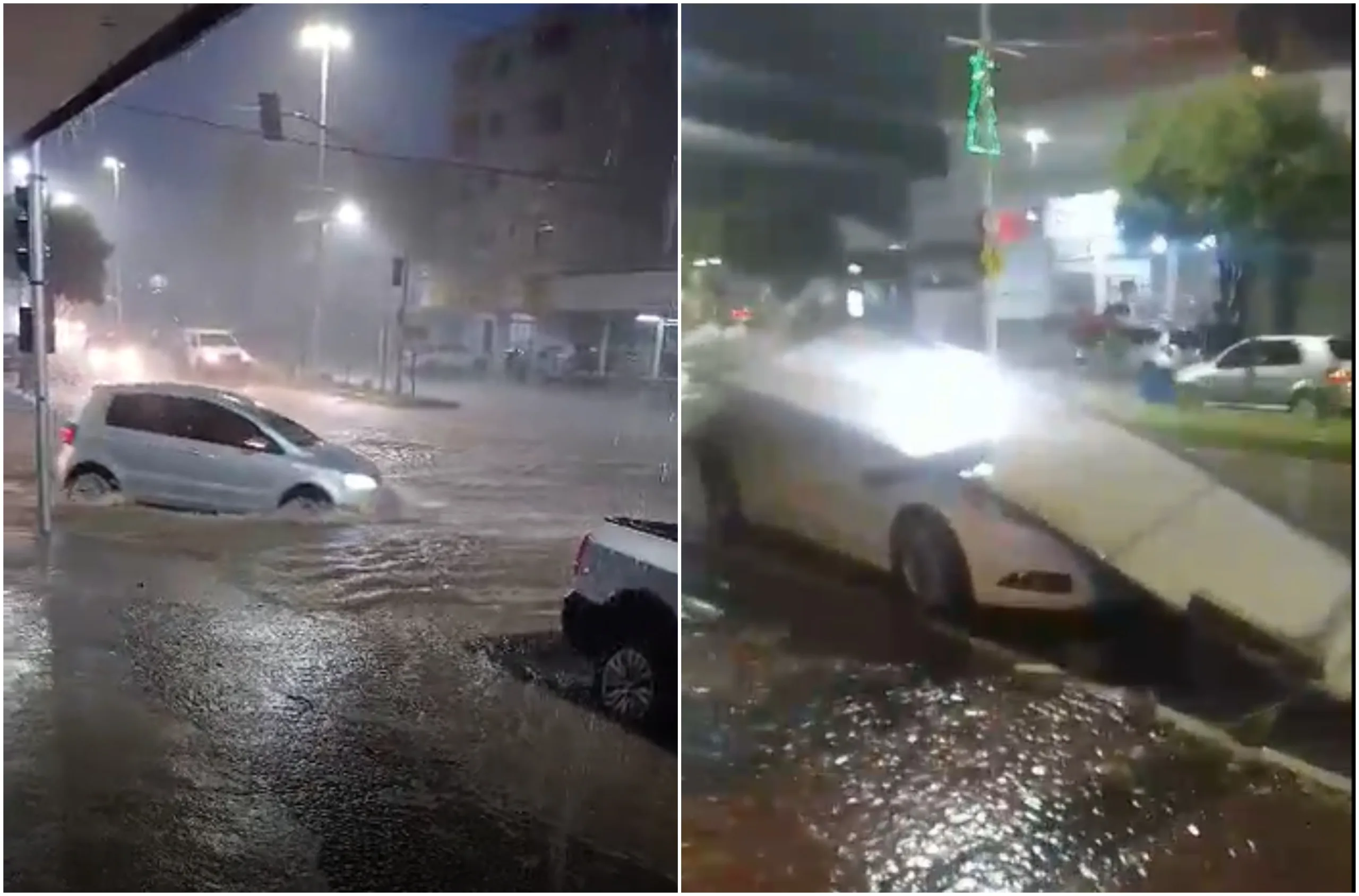 Temporal em Castelo: portão cai e atinge carro após chuva forte