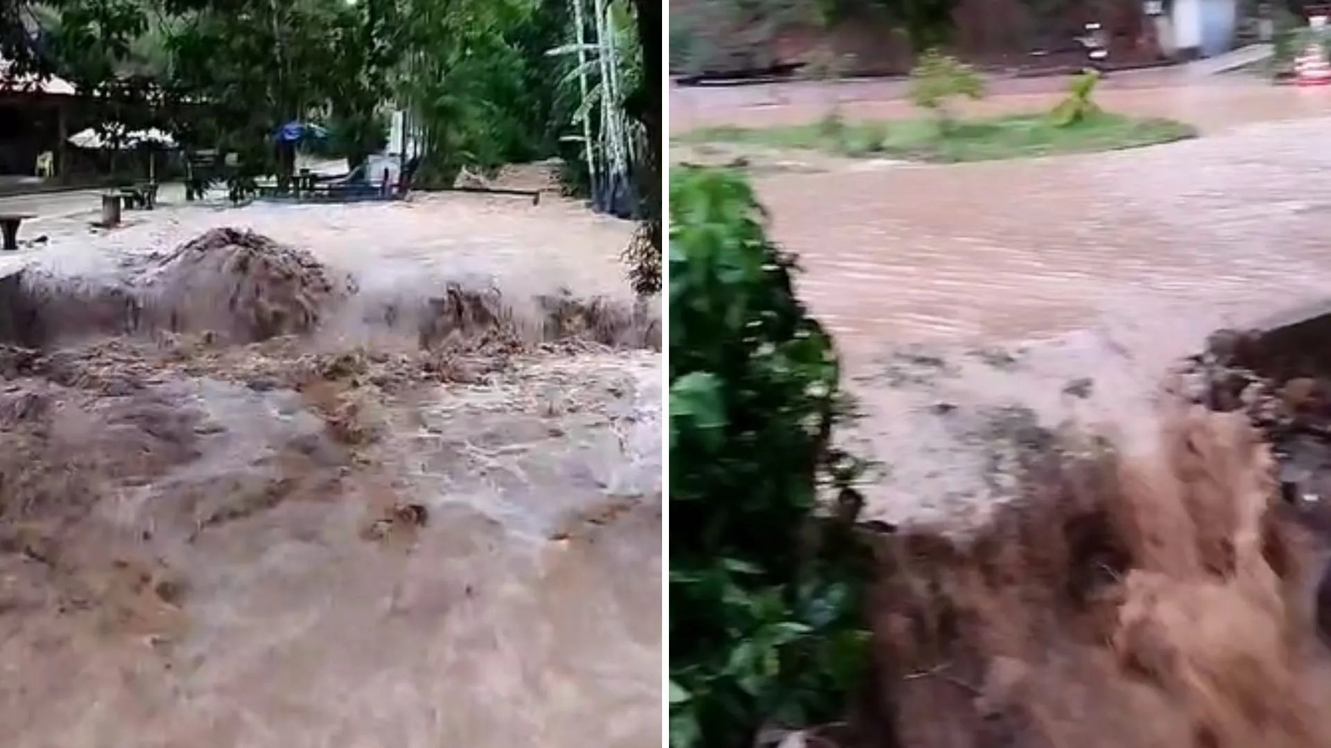 VÍDEO | Estrada vira rio em Guarapari e causa desespero em moradores