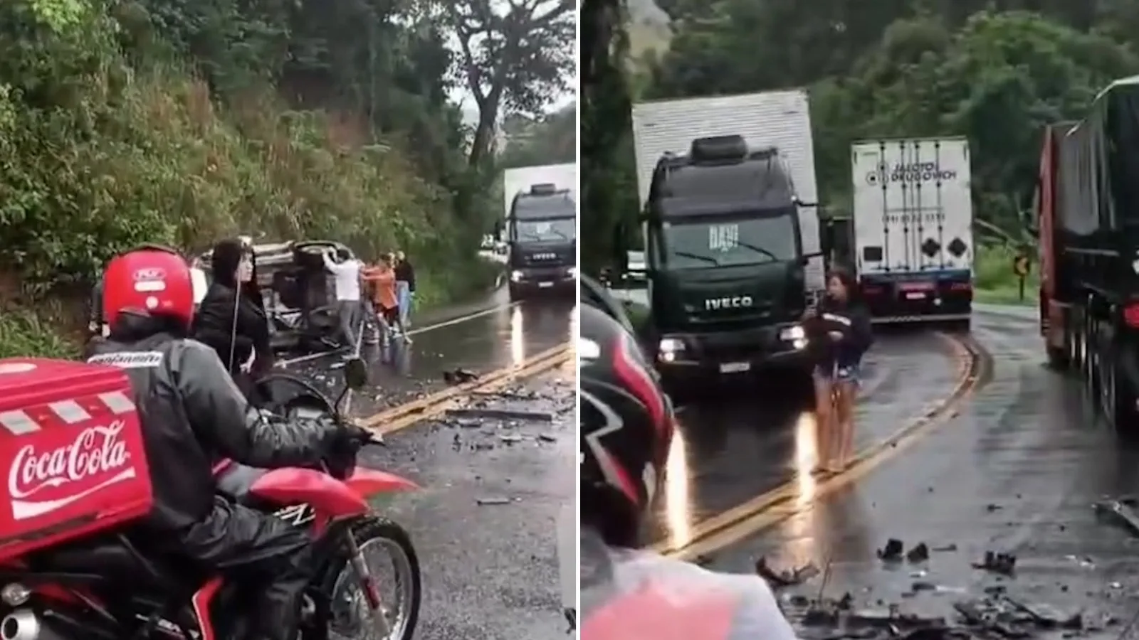 Acidente entre carreta e carro interdita a BR-101 no Sul do ES