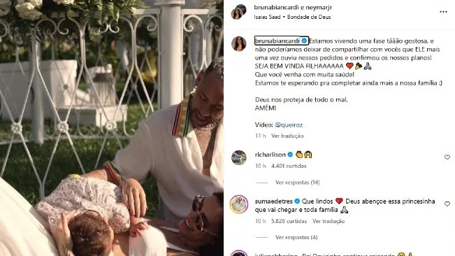 VÍDEO | Neymar anuncia segunda filha com Bruna Biancardi