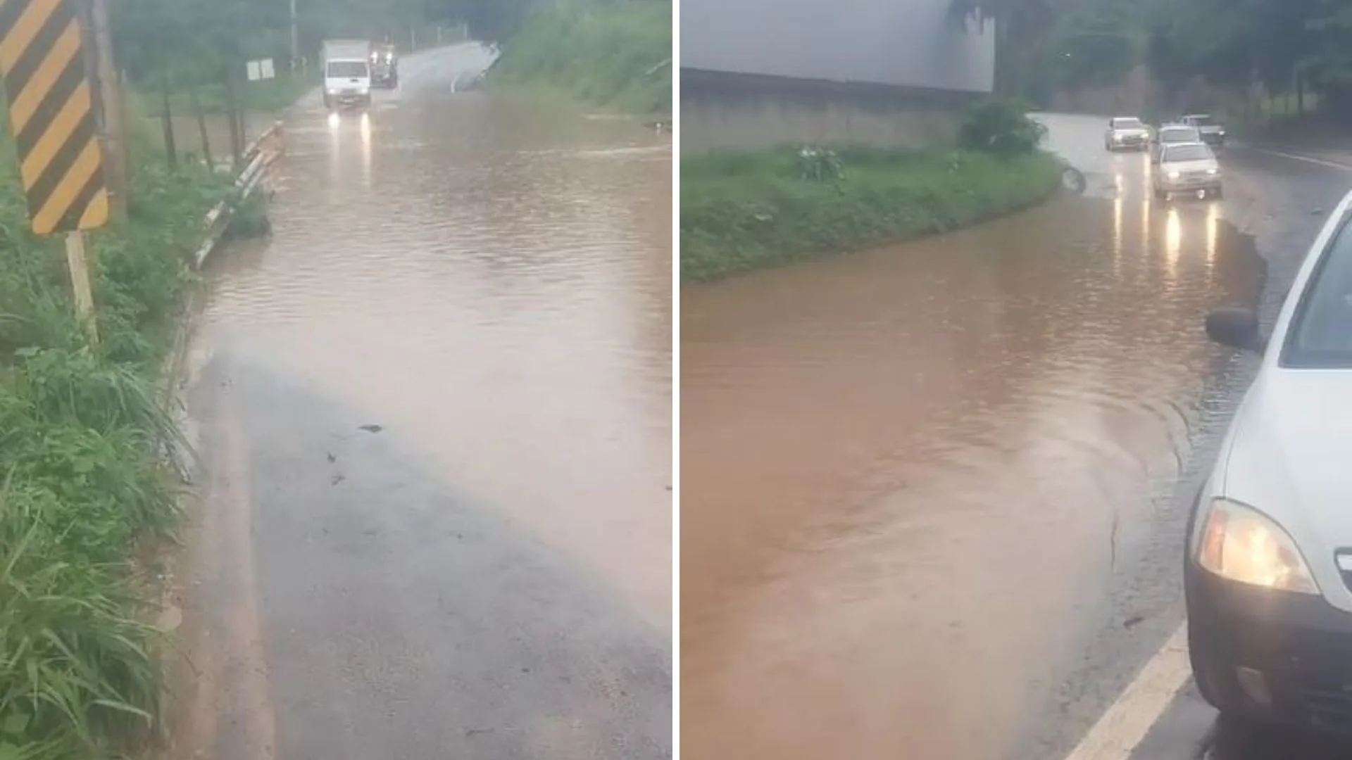 VÍDEO | Córrego transborda e carros transitam com dificuldade em Cachoeiro