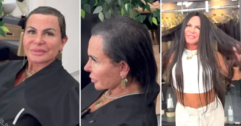 Gretchen mostra antes e depois de transformação: "Esse cabelo vai sambar em Vitória" (Foto: Reprodução/YouTube Lu Oliveira)