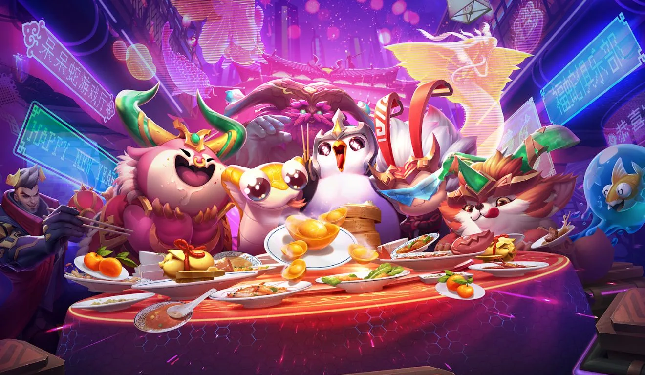 o Festival Lunar do TFT já está disponível com a volta do conjunto intermediário Destinos: Festival das Feras e de novos itens cosméticos comemorativos, incluindo alguns inspirados no Ano da Serpente.