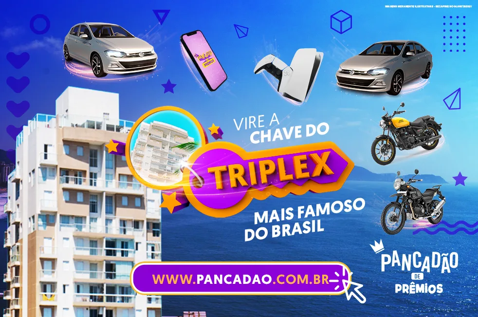 Você pode ganhar o Triplex do Guarujá e muitos mais com o Pancadão de Prêmios! Concorra!