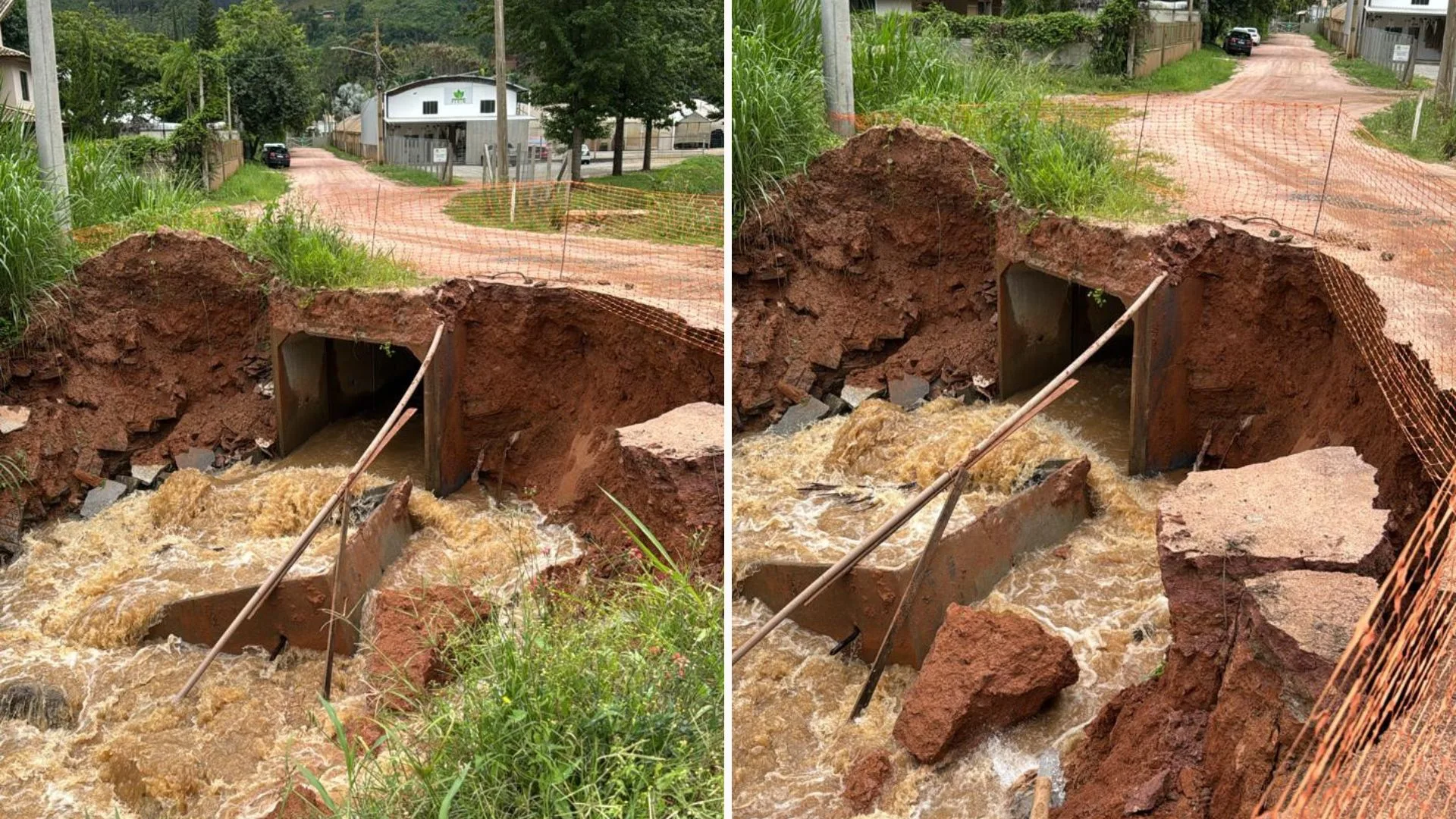 VÍDEO | Rua cede e é interditada em Venda Nova do Imigrante após chuvas