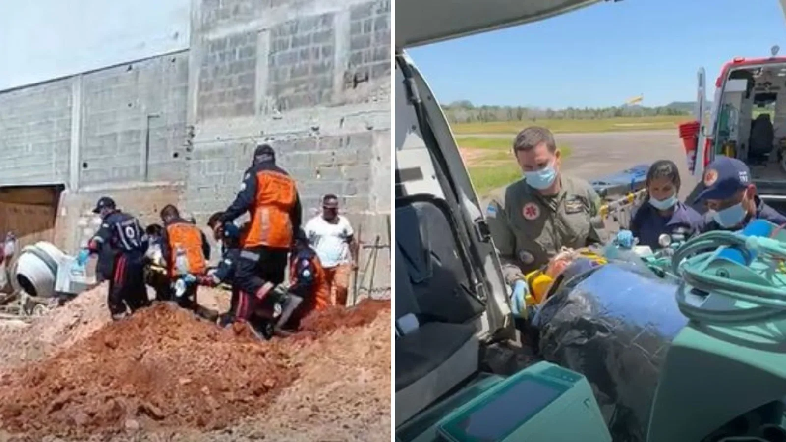 VÍDEO | Homem é soterrado em Guarapari e levado de helicóptero para hospital