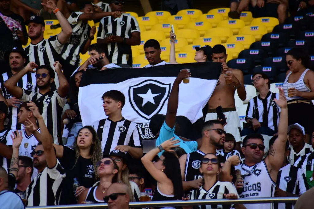 Torcida do Botafogo no Kleber Andrade, em Cariacica (Foto: Thiago Soares/Folha Vitória