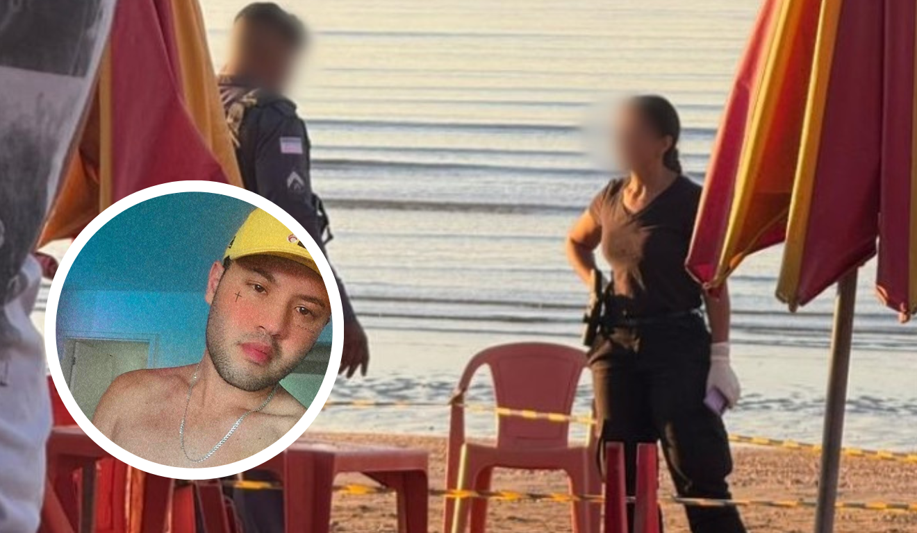 Policiais no local do assassinato do técnico de enfermagem Jonathan Rosa, em Piúma