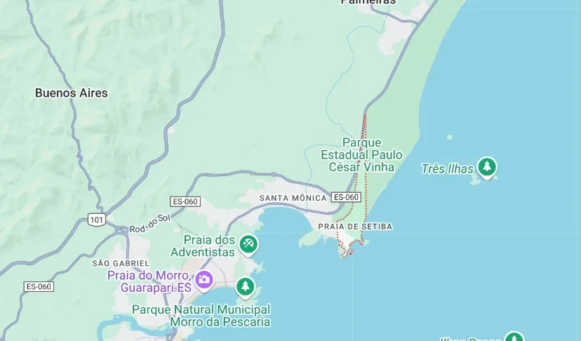 Mapa da Praia de Setiba ES/Reprodução Google maps