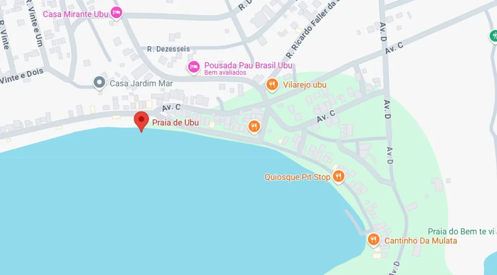 Localização da Praia de Ubu ES/Reprodução Google Maps