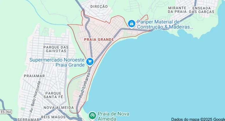 Mapa da Praia Grande ES/Reprodução Google