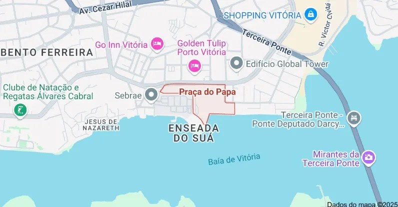 Localização Praça do Papa em Vitória (ES)/Reprodução Google Maps