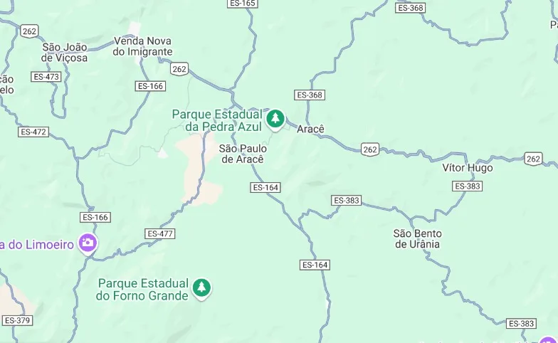 Mapa do parque da Pedra Azul/Google Maps