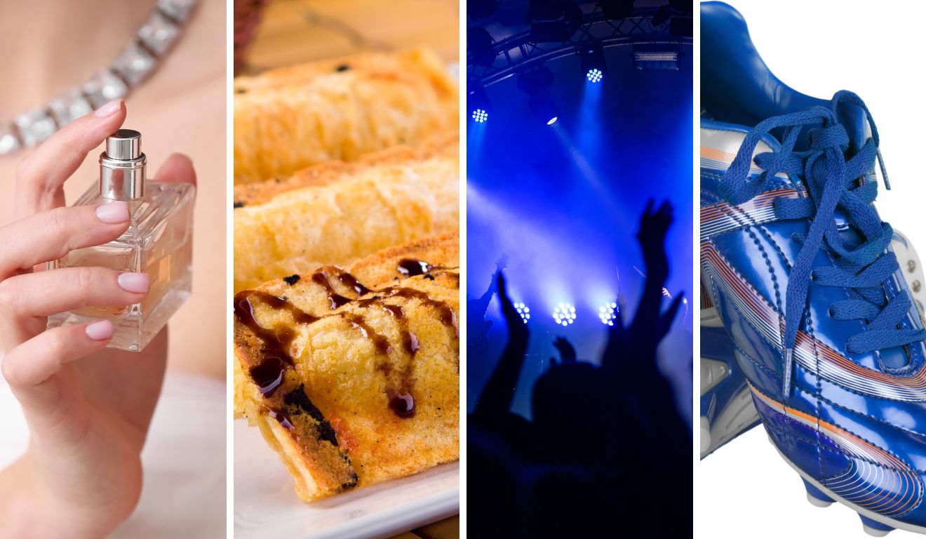 Perfume, crepes, festa e chuteira