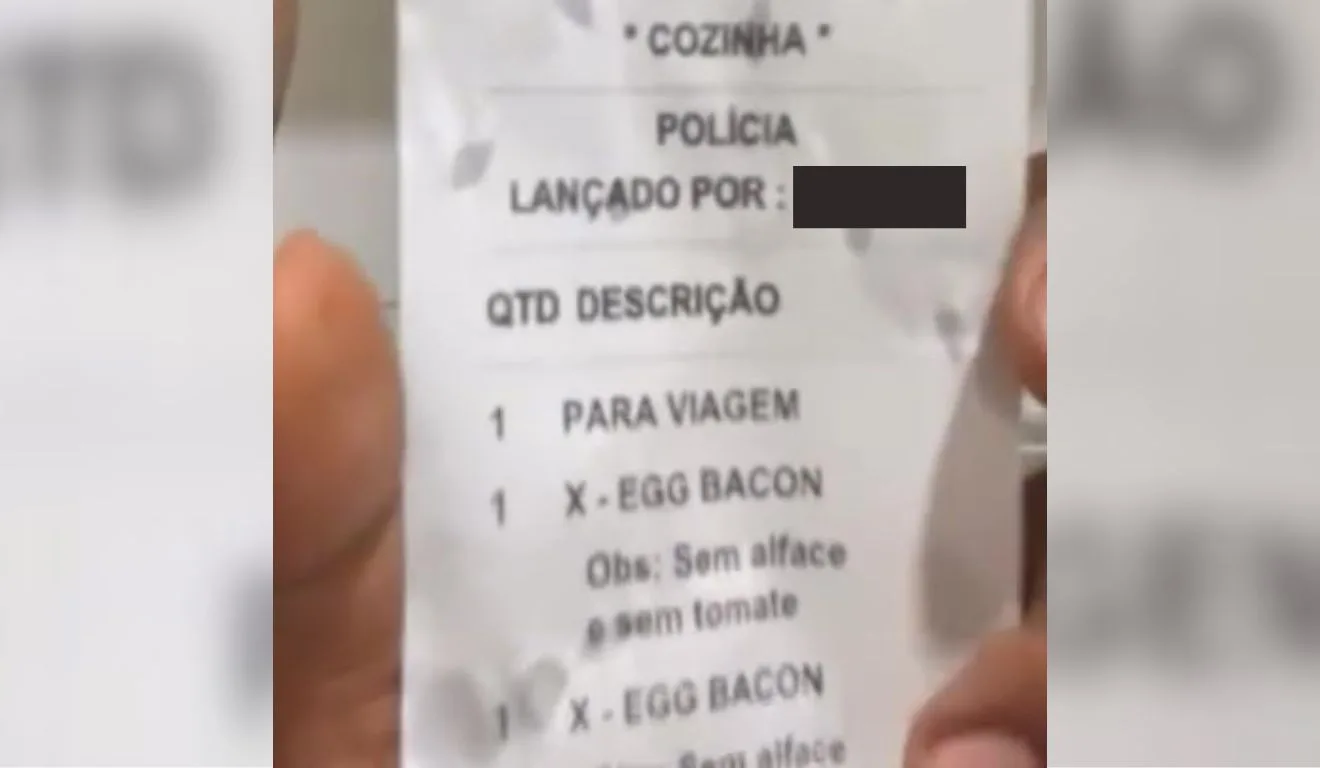 Comanda em que funcionário sugere colocar veneno no lanche de policiais. Foto: Reprodução de vídeo