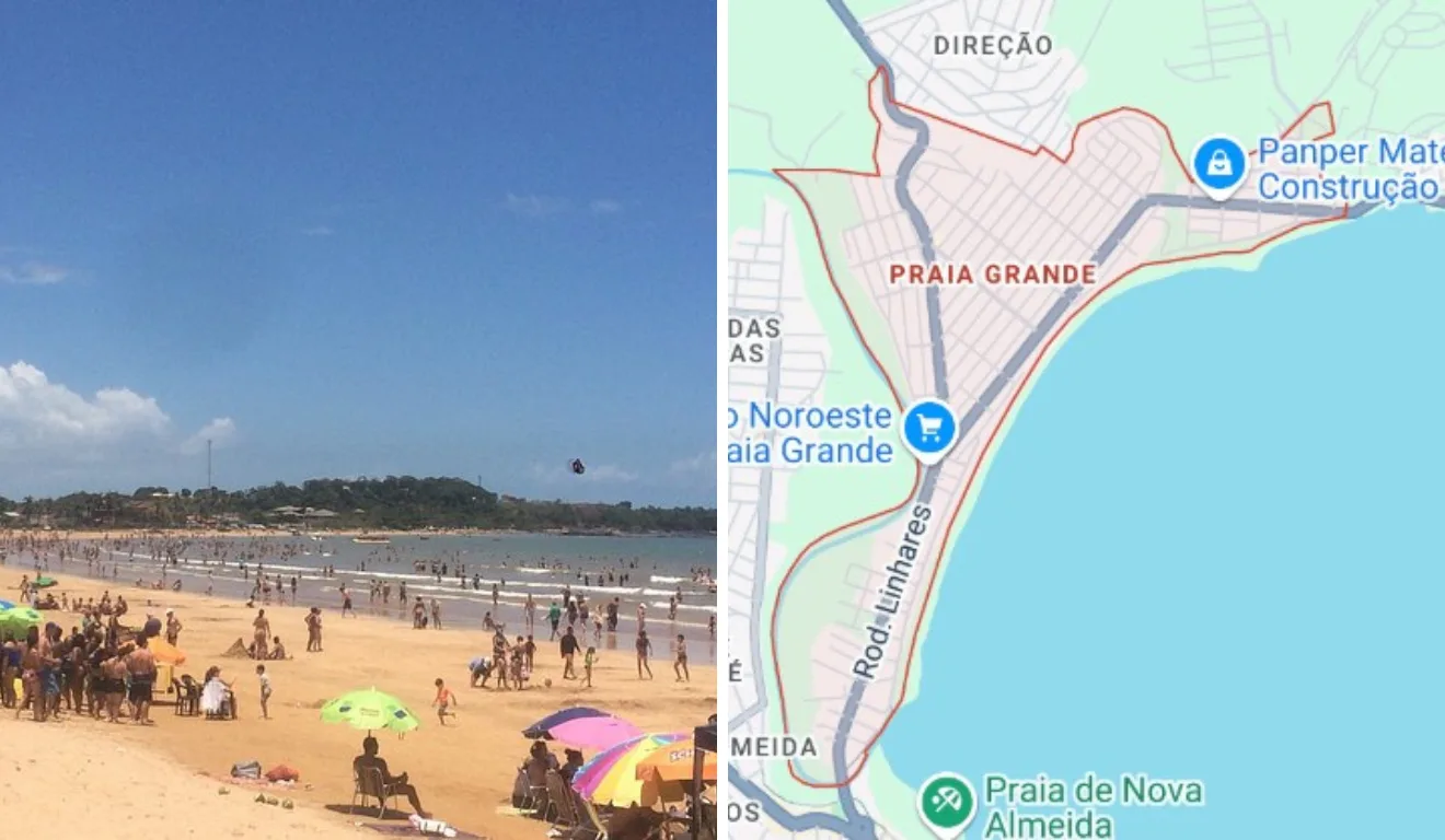 Localização da Praia Grande (ES)/Reprodução