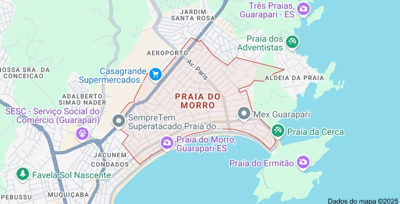 Mapa da praia do morro/Reprodução: Google