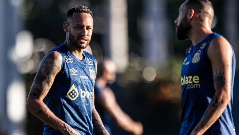 Neymar no treino do Santos