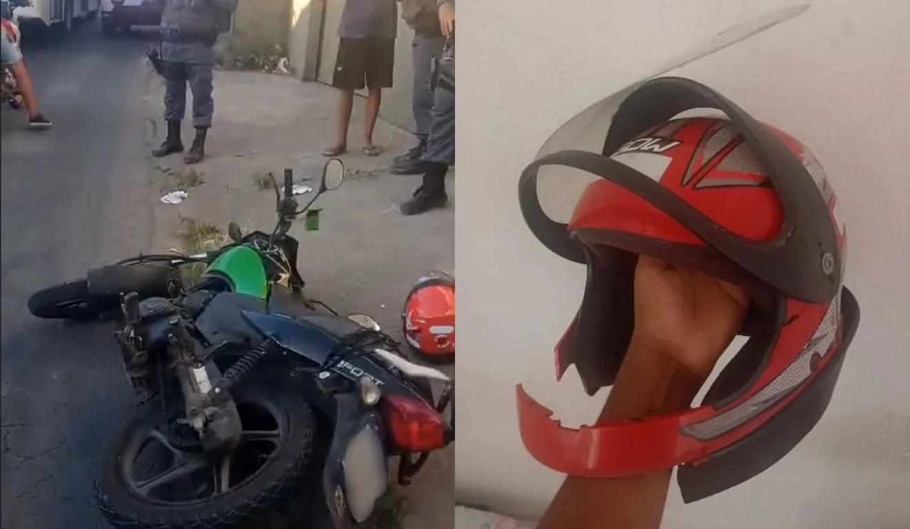 Passageiro agrediu mototaxista com capacete, que ficou quebrado. Foto: Reprodução/ TV Vitória