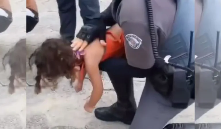 Policial aplicou manobra de Heimlich para salvar a menina. Foto: Reprodução/ Redes sociais