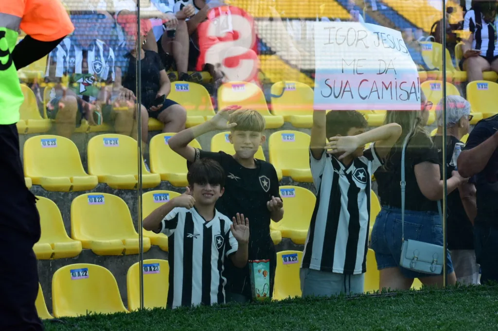 Torcida do Botafogo no Kleber Andrade, em Cariacica (Foto: Thiago Soares/Folha Vitória