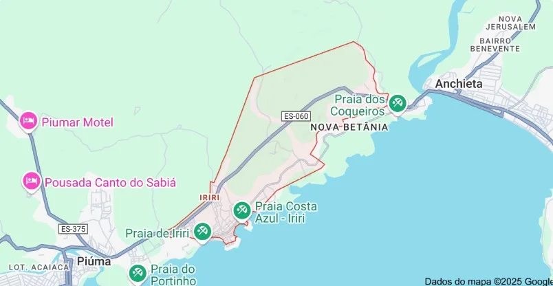 Mapa da Praia de Iriri/Reprodução