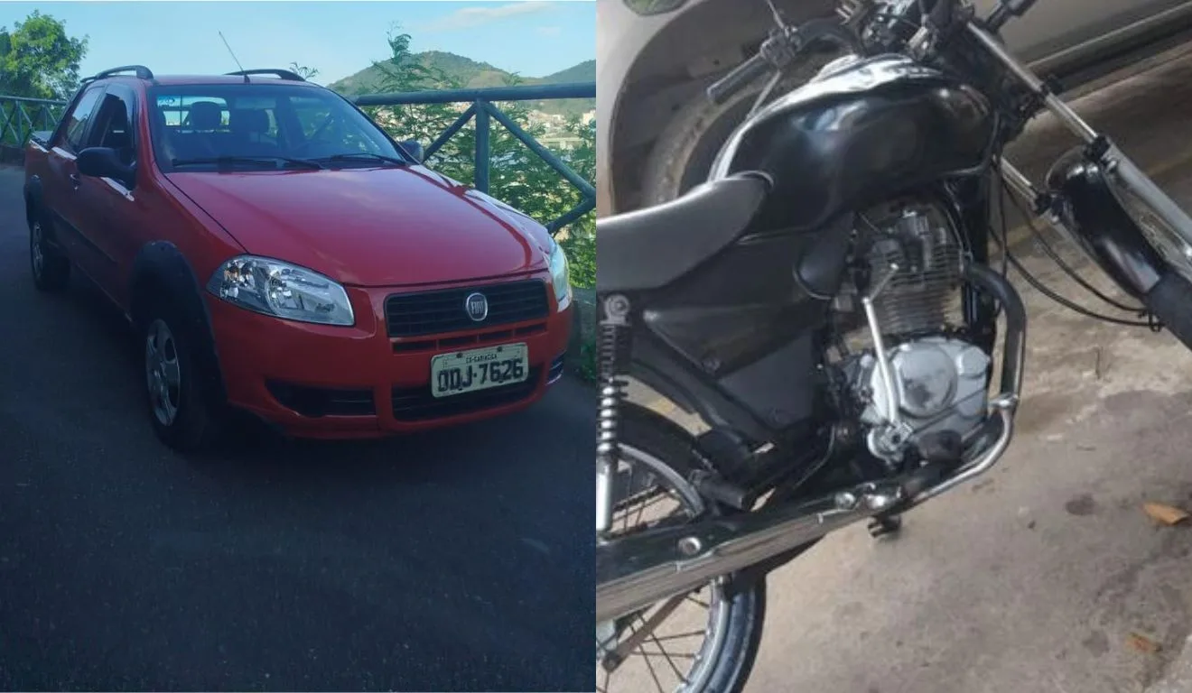 Carro e moto da vítima foram roubados pelos assaltantes. Foto: Reprodução/ TV Vitória