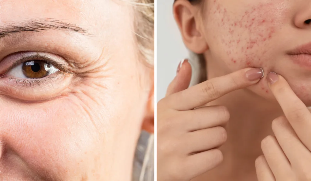 Pele com rugas e acne/Reprodução