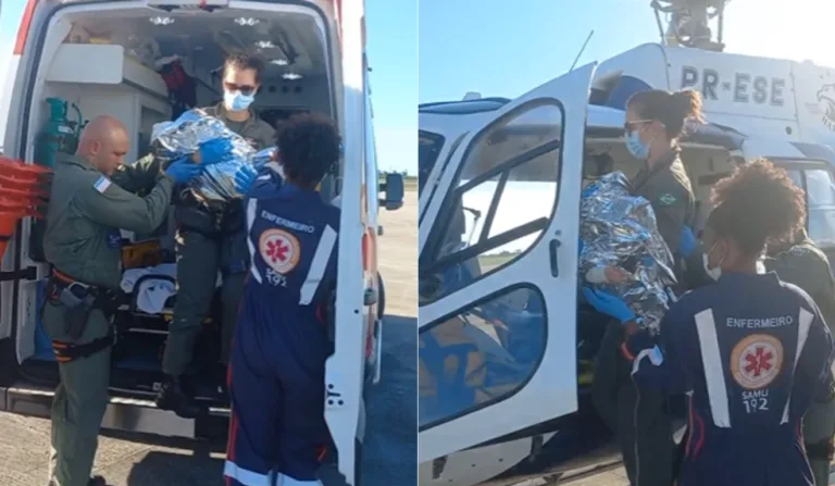 Criança de 2 anos é resgatada de helicóptero em Linhares