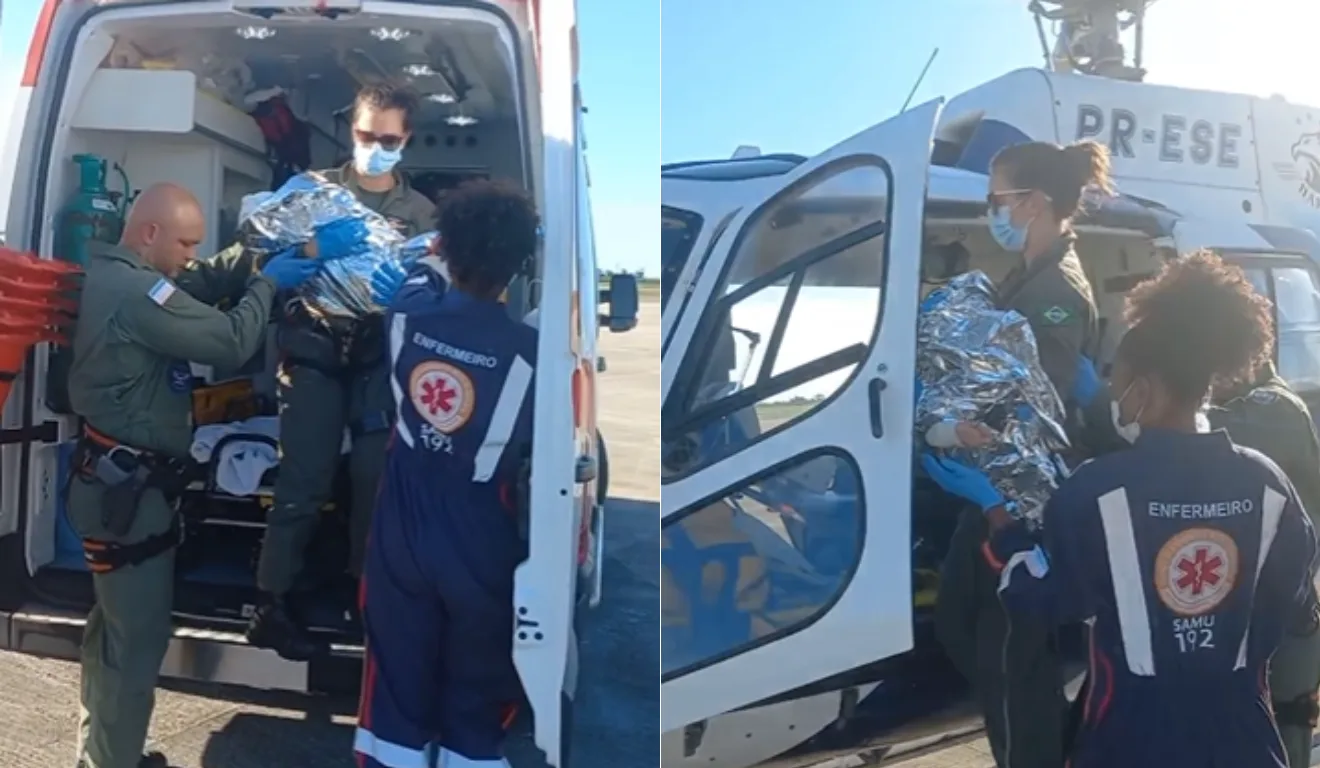 Criança de 2 anos é resgatada de helicóptero em Linhares