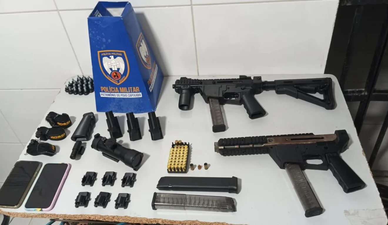 Armas apreendidas em casa de linhares