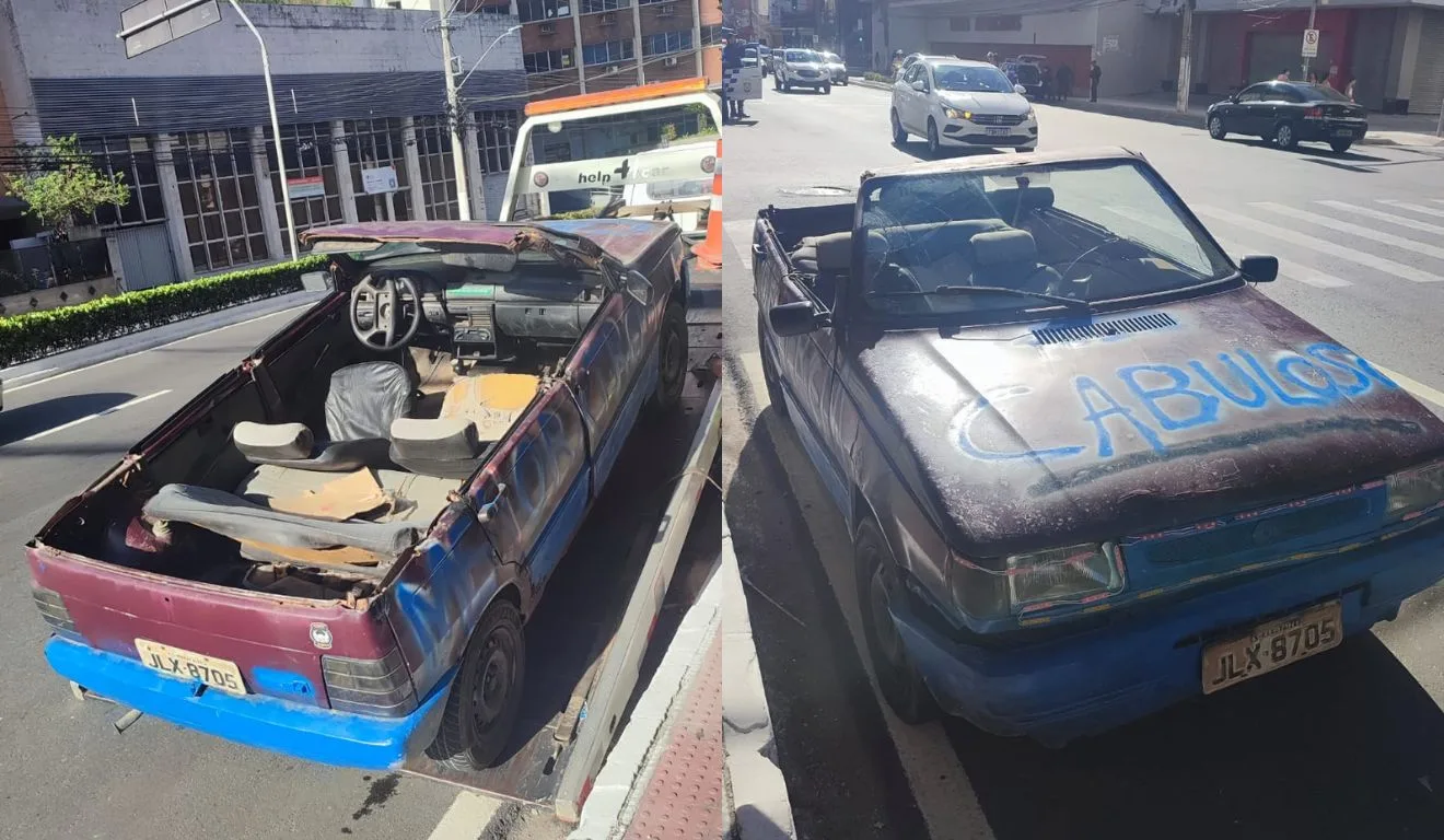 Carro adulterado foi apreendido e motorista de 23 anos, detido. Foto: Divulgação/ Guarda Municipal de Vitória