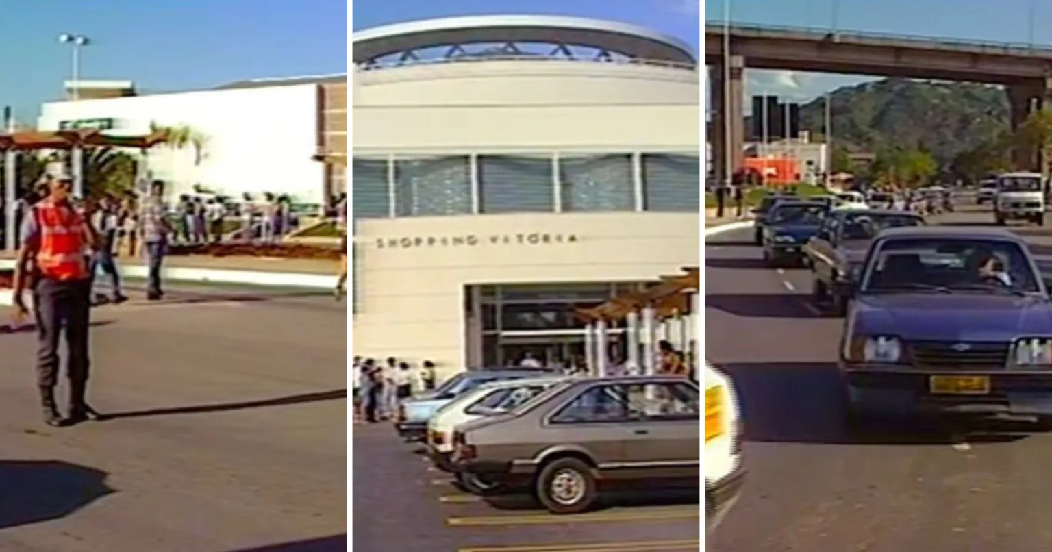 Vídeo mostra inauguração do Shopping Vitória, em 1993, e alvoroço na cidade: "Trânsito triplicou" (Foto: TVE Espírito Santo/Reprodução/Instagram @historia.capixaba)