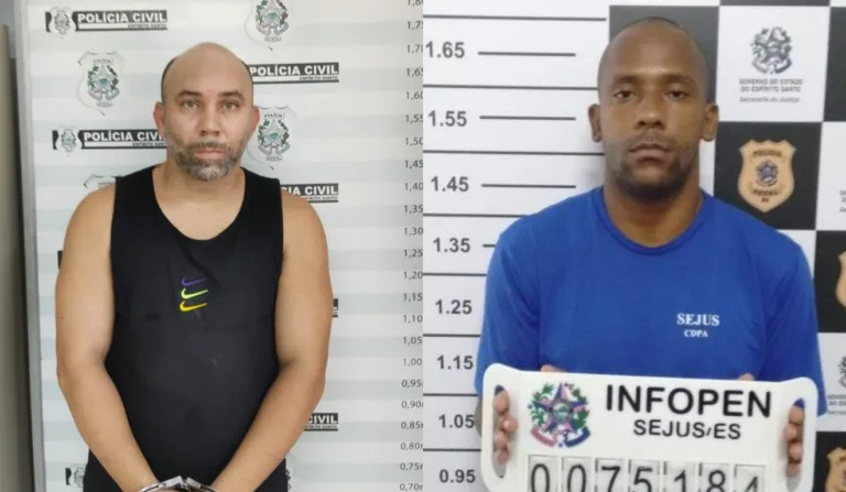 Jeferson Lopes Rangel, de 36 anos, e Eduardo Aris, de 29 anos, foram os dois integrantes da quadrilha presos. Foto: Divulgação/ SESP