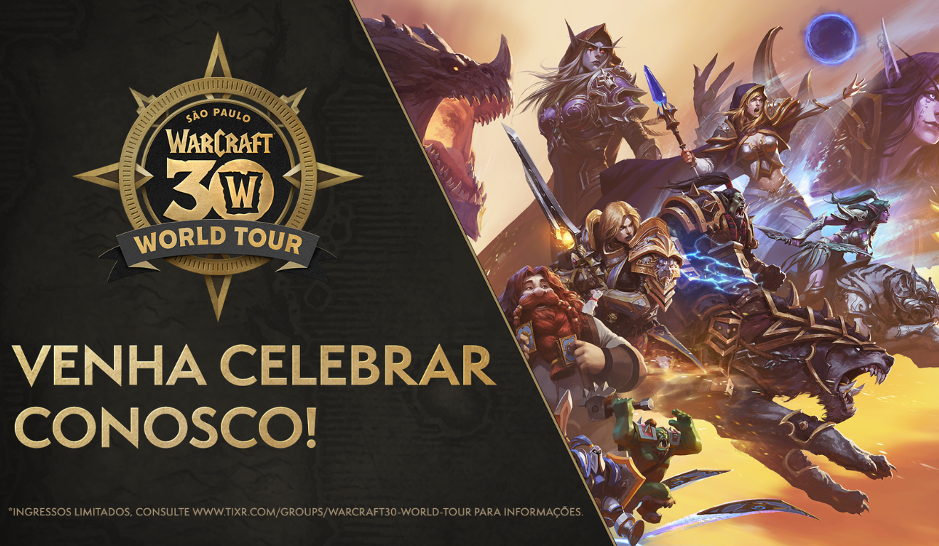 Último lote gratuito de ingressos para os 30 anos de Warcraft fica disponível em 7 de abril. Evento ocorre em São Paulo com atrações especiais!