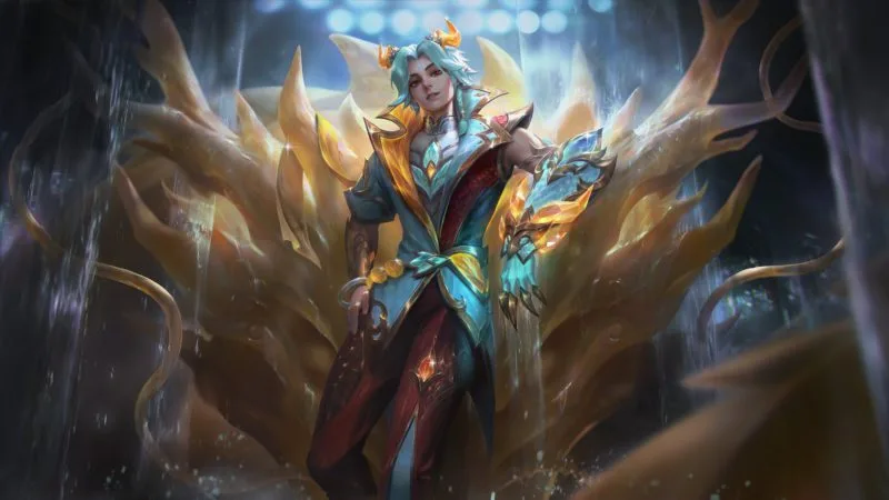 Skin League of Legends Ezreal Escamas Celestiais Prestigio