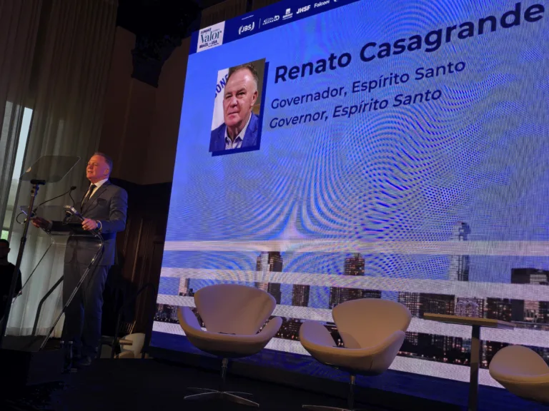 O governado falou a empresários sobre o Fundo Soberano e as iniciativas produtivas no Espírito Santo. Crédito: Giovani Pagotto/Governo do ES