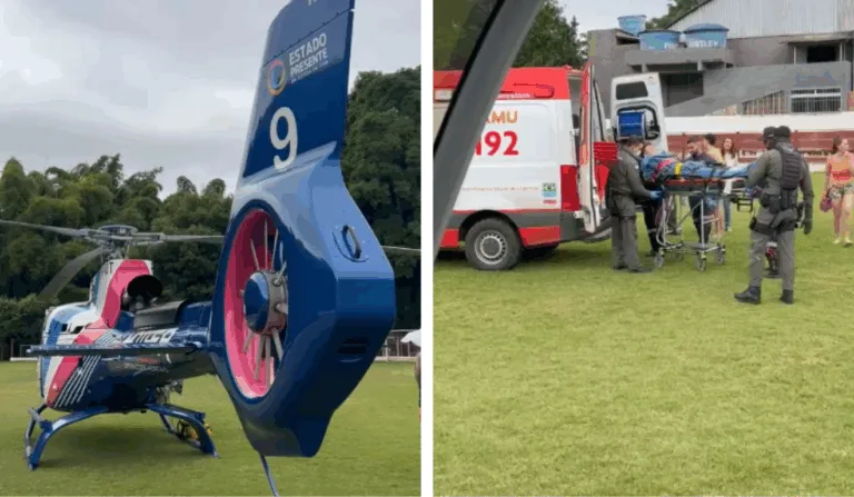 Helicóptero da NOTAER transporta jovem com queimaduras