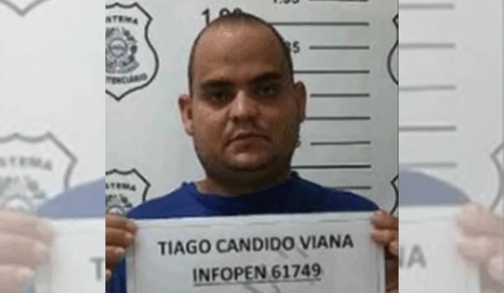 Foto: Thiago Cândido Viana, o Baé, em 2021, preso durante a Operação Sicário - Sesp