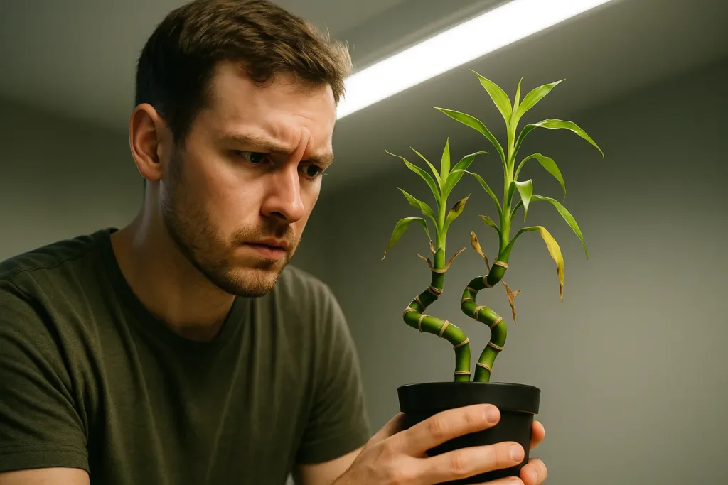 Bambu da sorte na luz fluorescente intensa